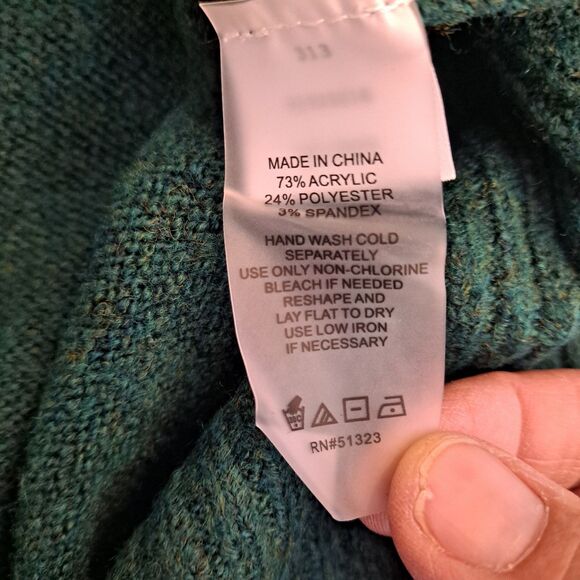 Vince Camuto V-neck Ribbed-edge Sweater Womens Size XL Green Relaxed Fit - Picture 4 of 8